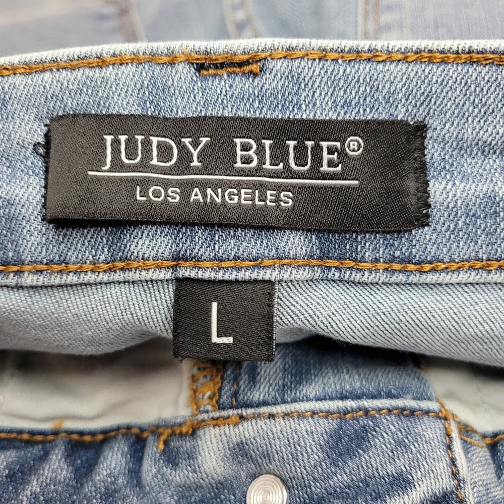 Judy Blue Denim Shorts Womens Large Blue Excellent Sorbtek Stretch JB150205 MD